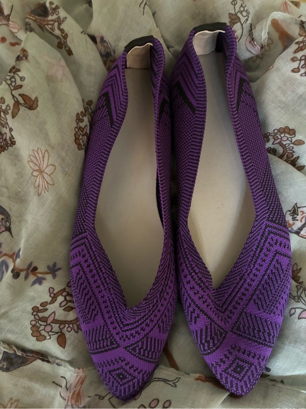 Women’s Purple Knit Pointed-Toe Flats